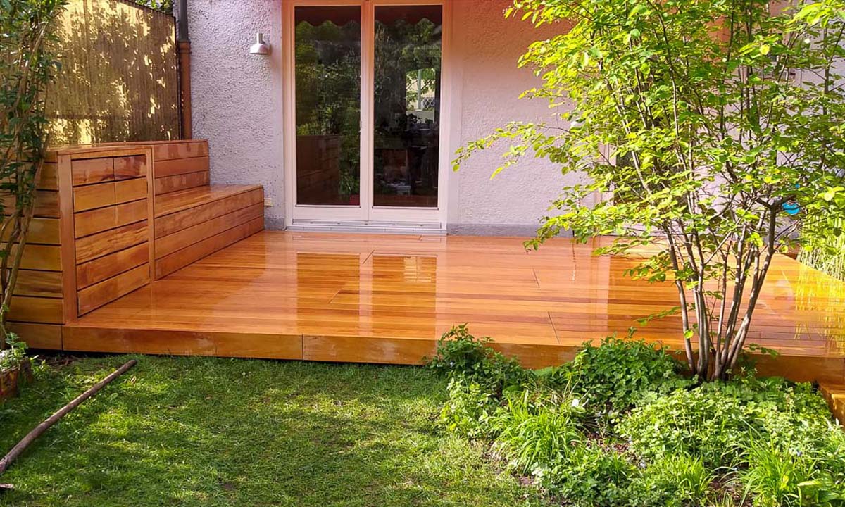 Garapaholz-Terrasse – Nahaufnahme