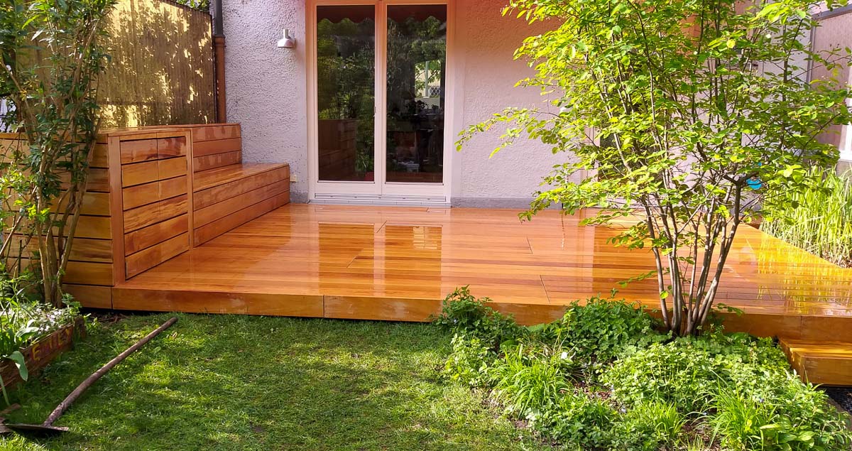 Garapaholz-Terrasse – Verlegung